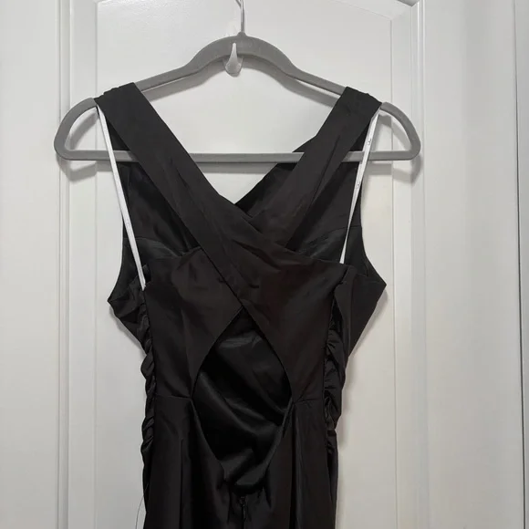 Lulus Effortlessly Sensational NWT size Large Black Satin Backless Maxi Dress - Picture 7 of 13